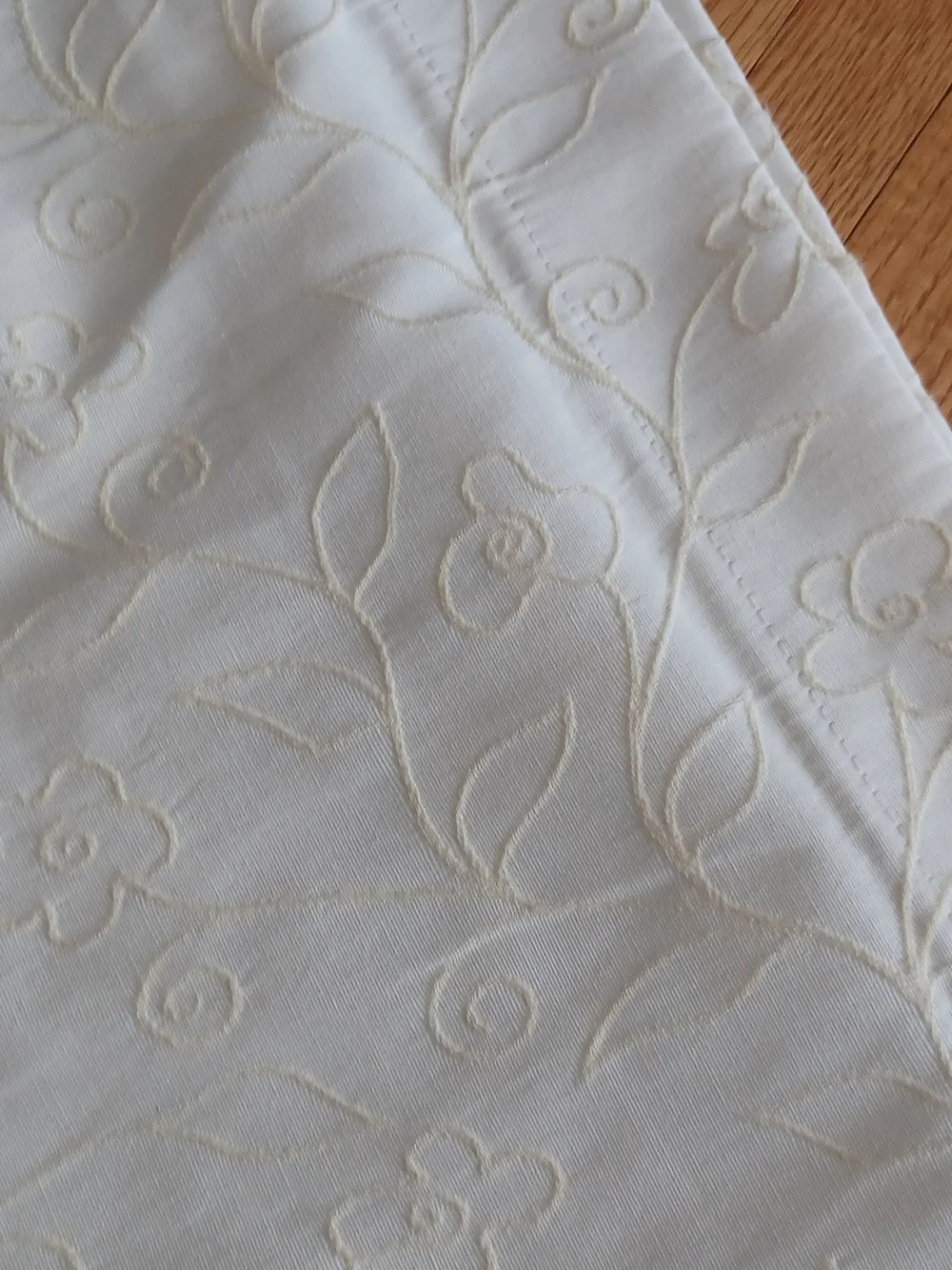Soft Embroidered Floral Cream Bedding Topper